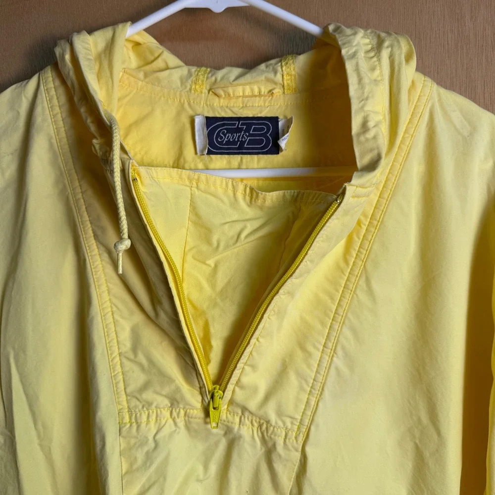 Vintage 1986 CB Sports Yellow Cotton Anorak Windbreaker Pullover Hooded Jacket L